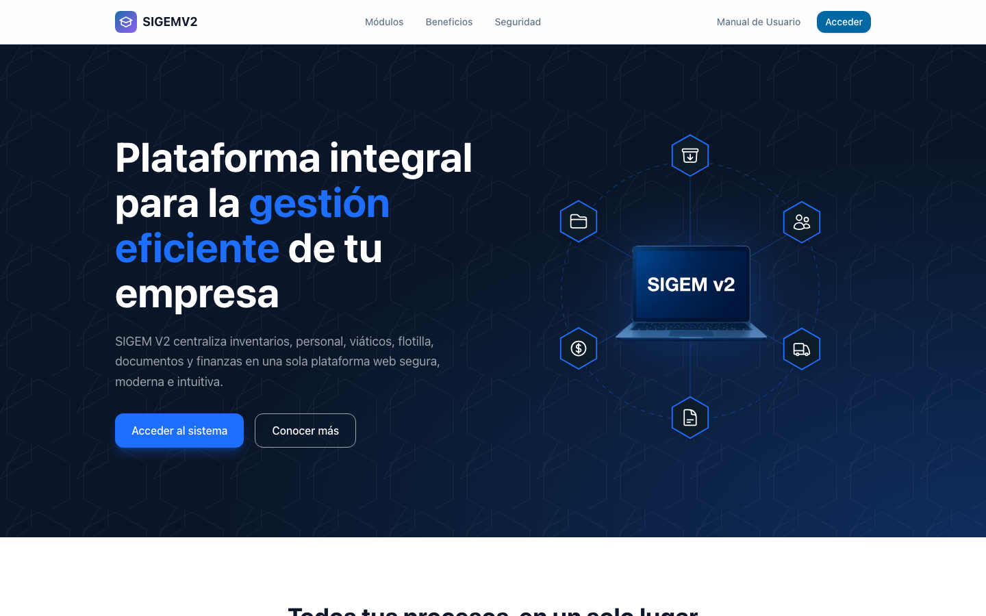 Portada de SIGEMV2: plataforma integral para la gestión eficiente de tu empresa