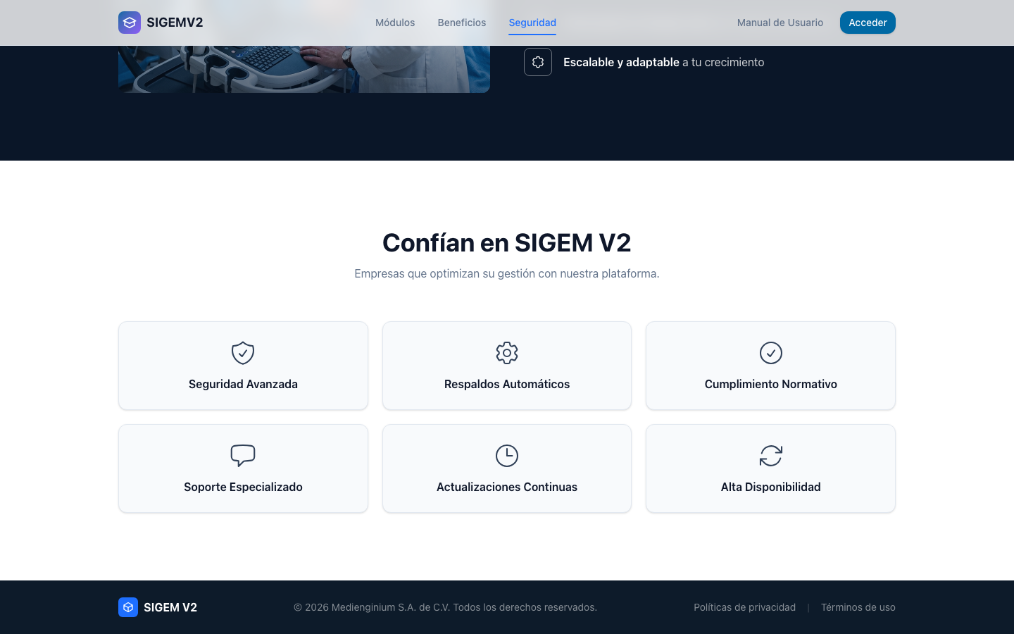 Beneficios y seguridad de SIGEMV2