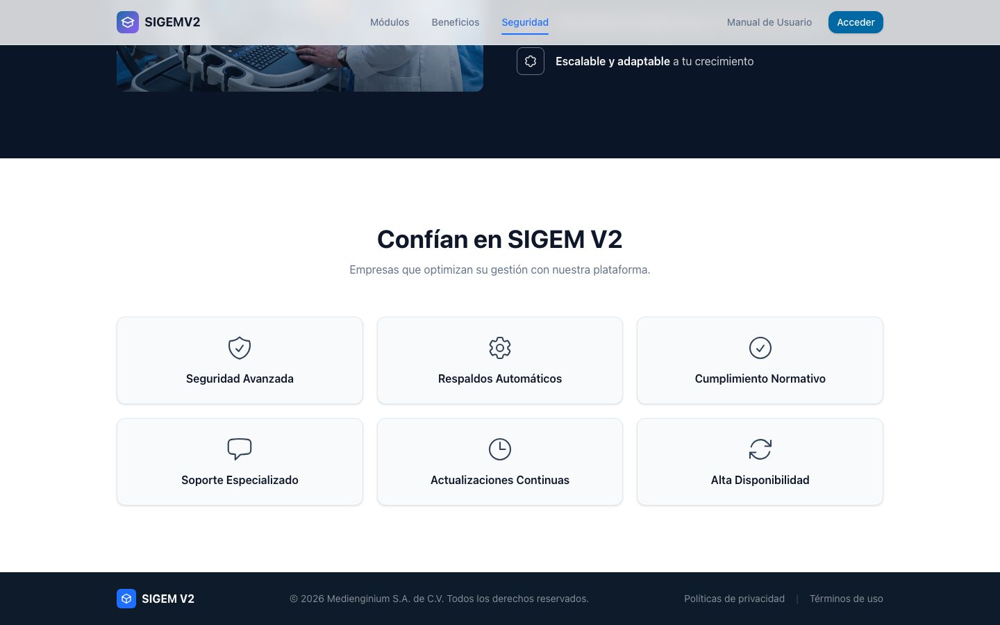 Beneficios y seguridad de SIGEMV2