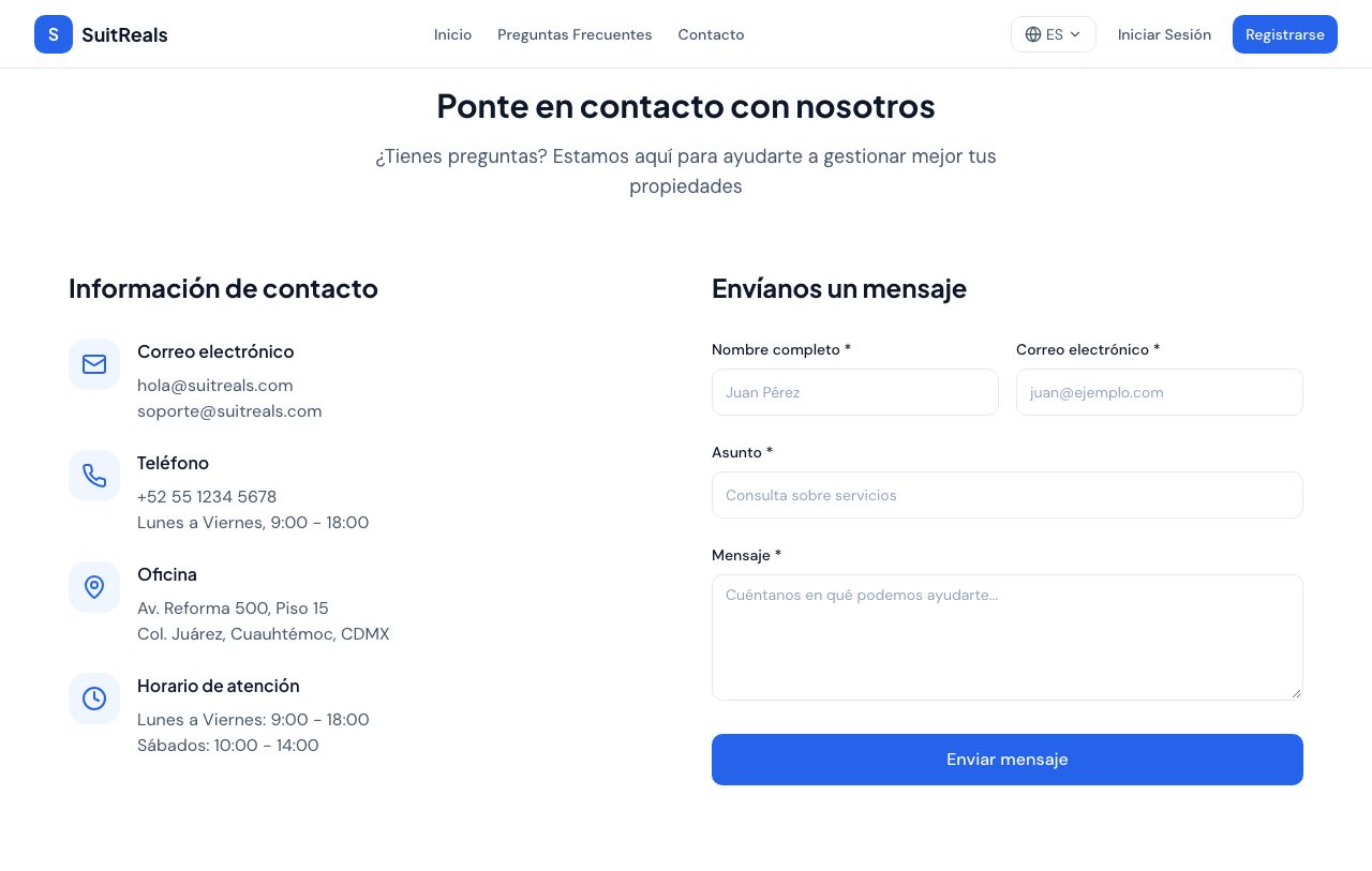 Contacto de SuitReals