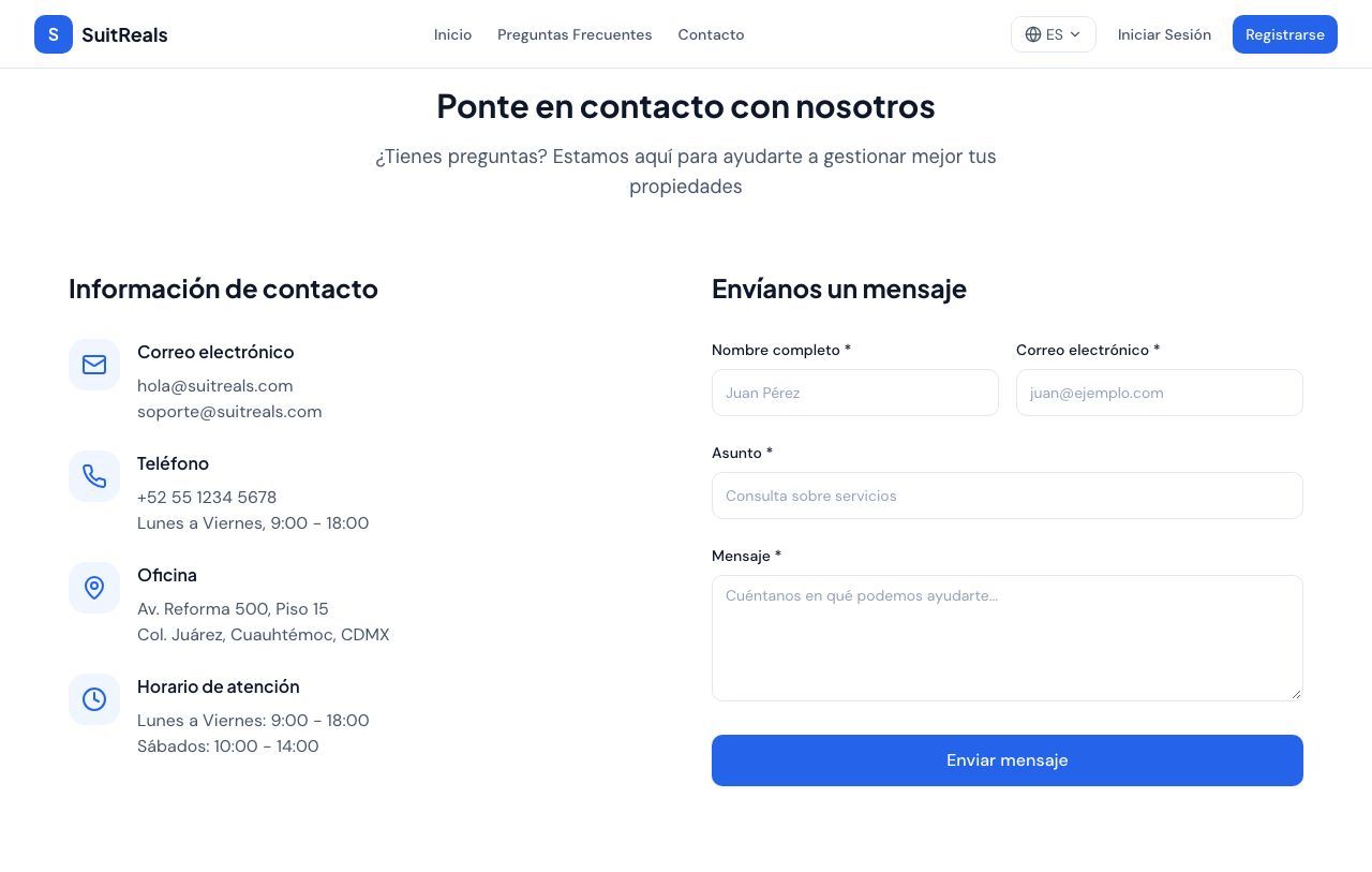 Contacto de SuitReals