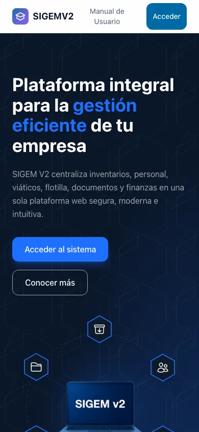 Portada de SIGEMV2 en móvil